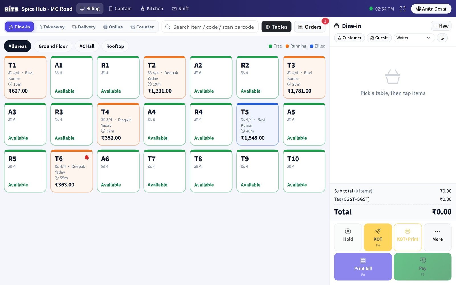 BIT3 - Live floor view of tables